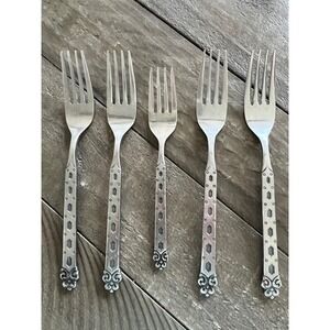 Northland Stainless Japan Brutalist Flatware 5pc Set 4 Dinner Forks 1 Salad Fork